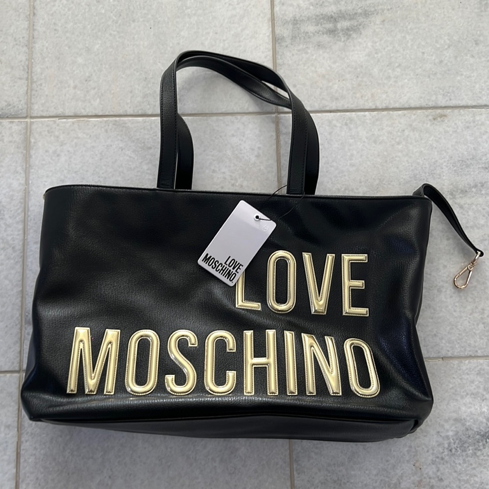 LOVE MOSCHINO BLACK WITH GOLD TOTE BAG